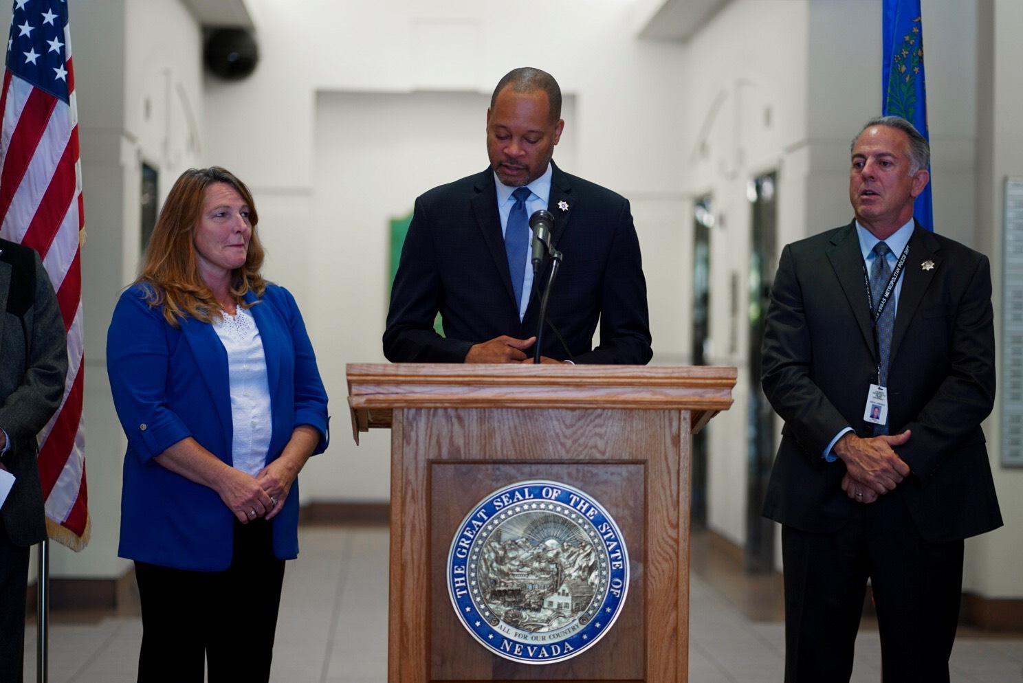 Attorney General Aaron Ford at a press conference announcing the expanded complaint against opioid manufacturers, distributors, pharmacies and individuals.