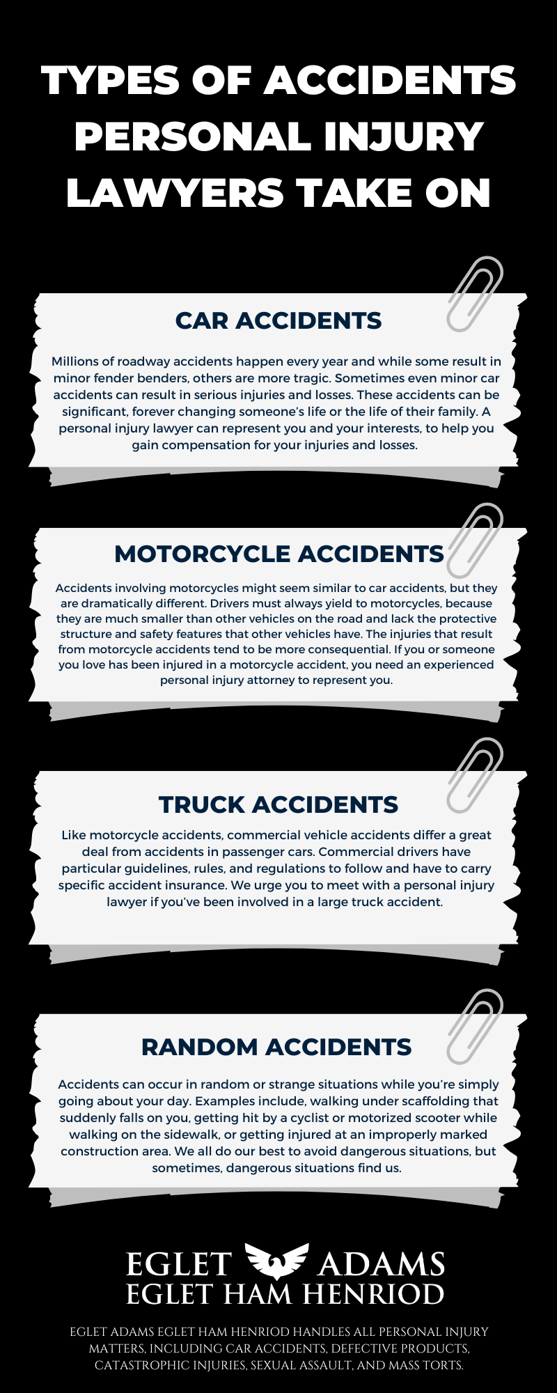 TYPES OF ACCIDENTS PERSONAL INJURY LAWYERS TAKE ON